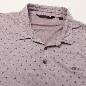 Travis Mathew Polo Shirt Mens XL Purple Patterned Golf No Logo Stretch Made Peru